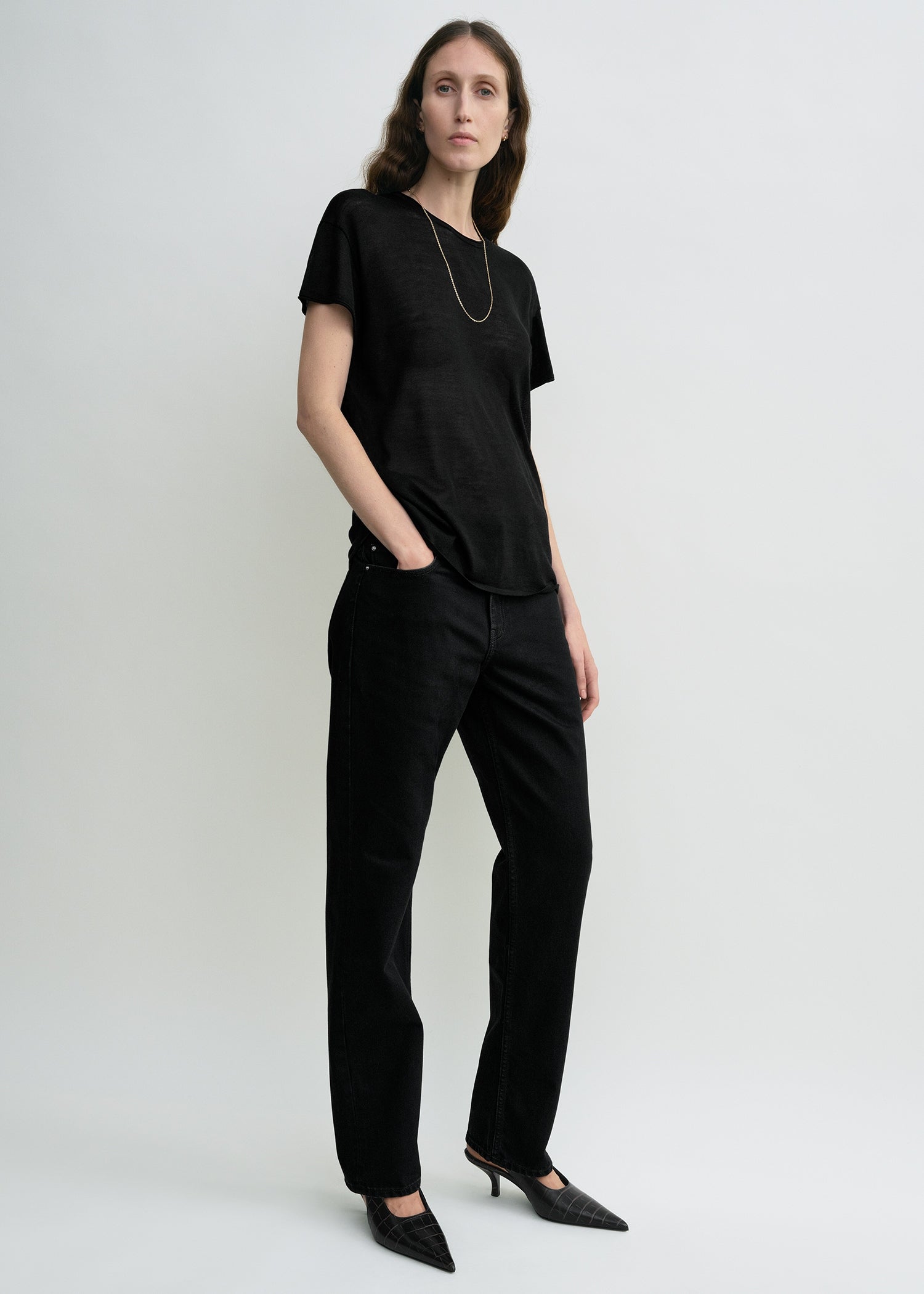Silk tee black