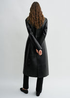 Slim leather coat black