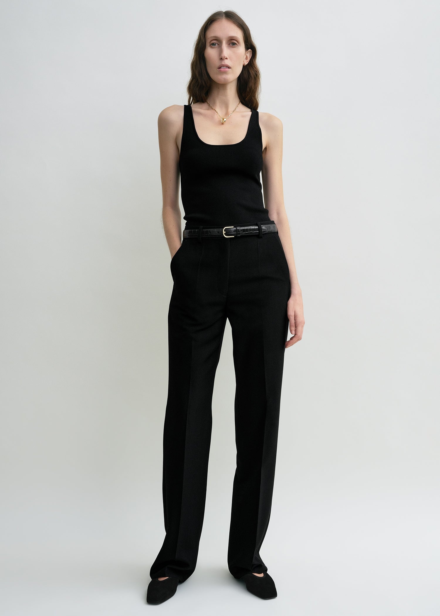 Straight suit trousers black petite