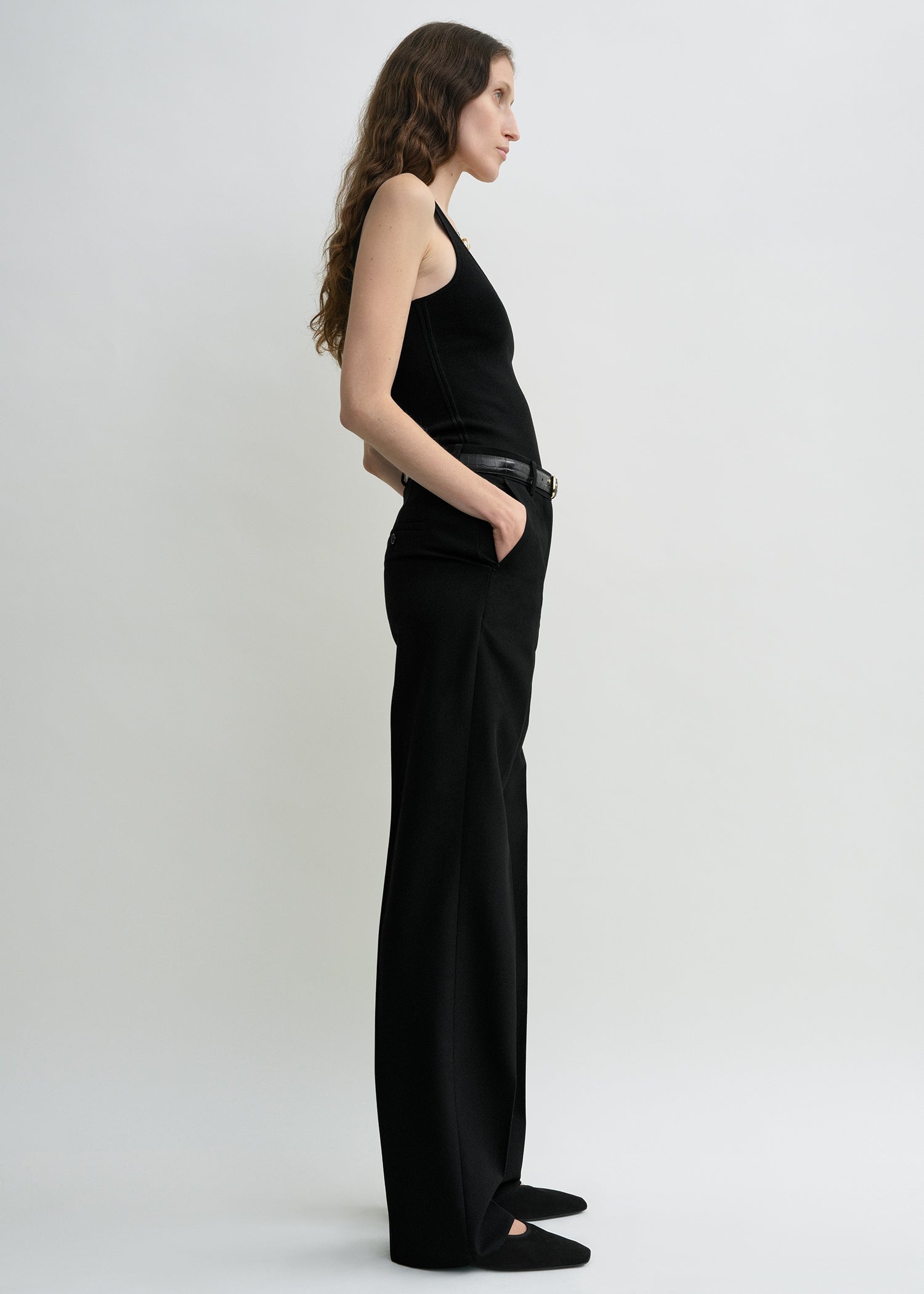 Straight suit trousers black petite