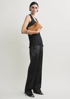 T-lock grained-leather clutch tan