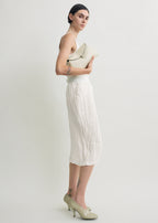 T-lock grained-leather clutch milk