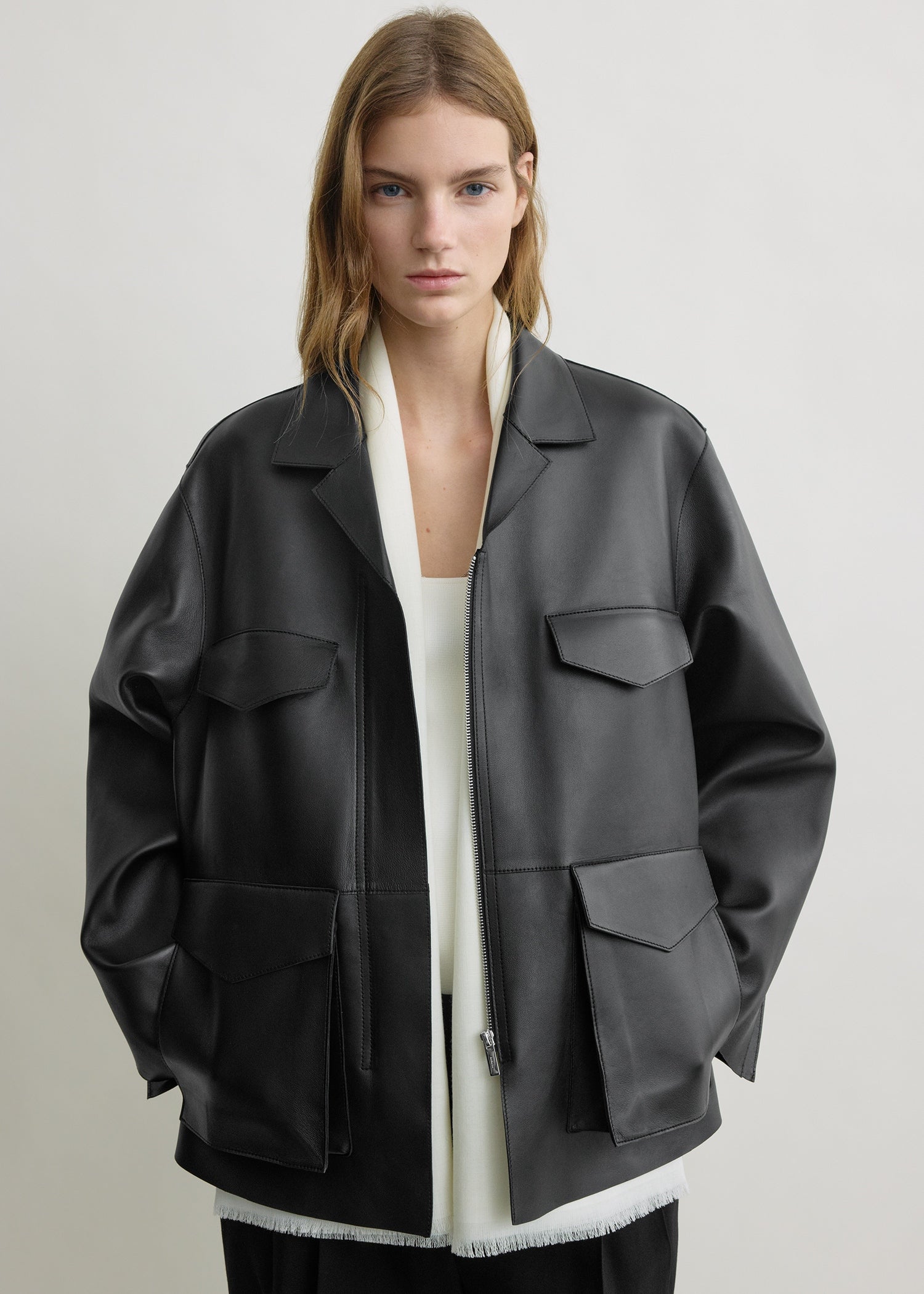 Army leather jacket black