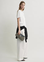 T-lock woven-leather clutch black/sand