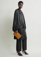 Threefold croco-embossed clutch tangerine