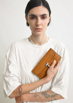 T-lock croco-embossed wallet tangerine