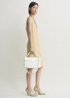 Clip croco-embossed top handle off-white