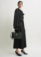 Clip croco-embossed top handle dark green