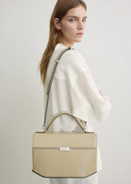 Clip polished-leather top handle cashew