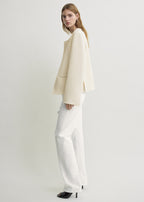 Open-front bouclé blazer ecru