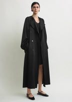 Draped satin trench black