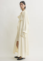 Draped satin trench off-white