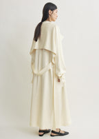 Draped satin trench off-white