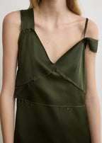 V-neck slip dress bottle green