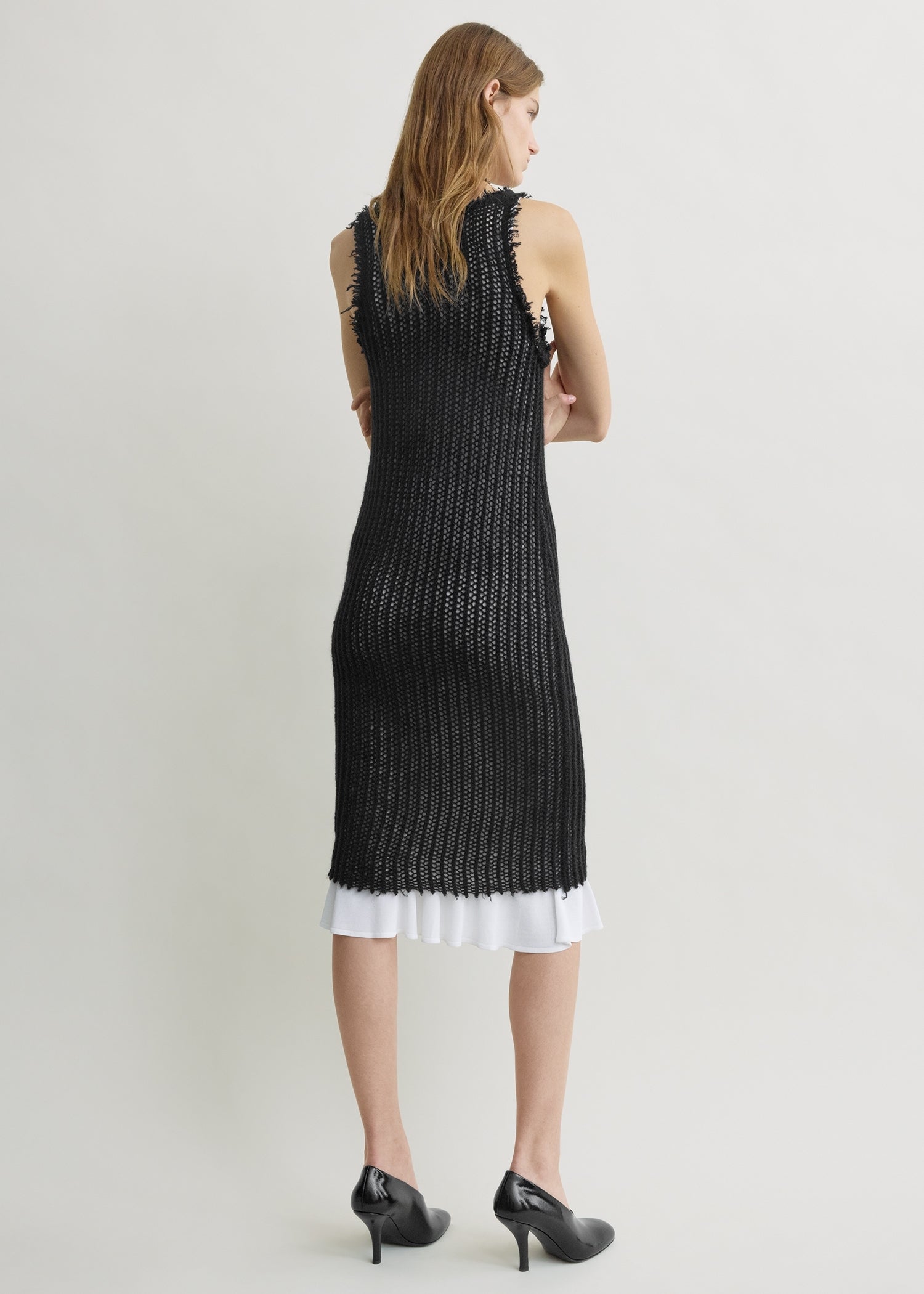 Mohair knit tank dress black