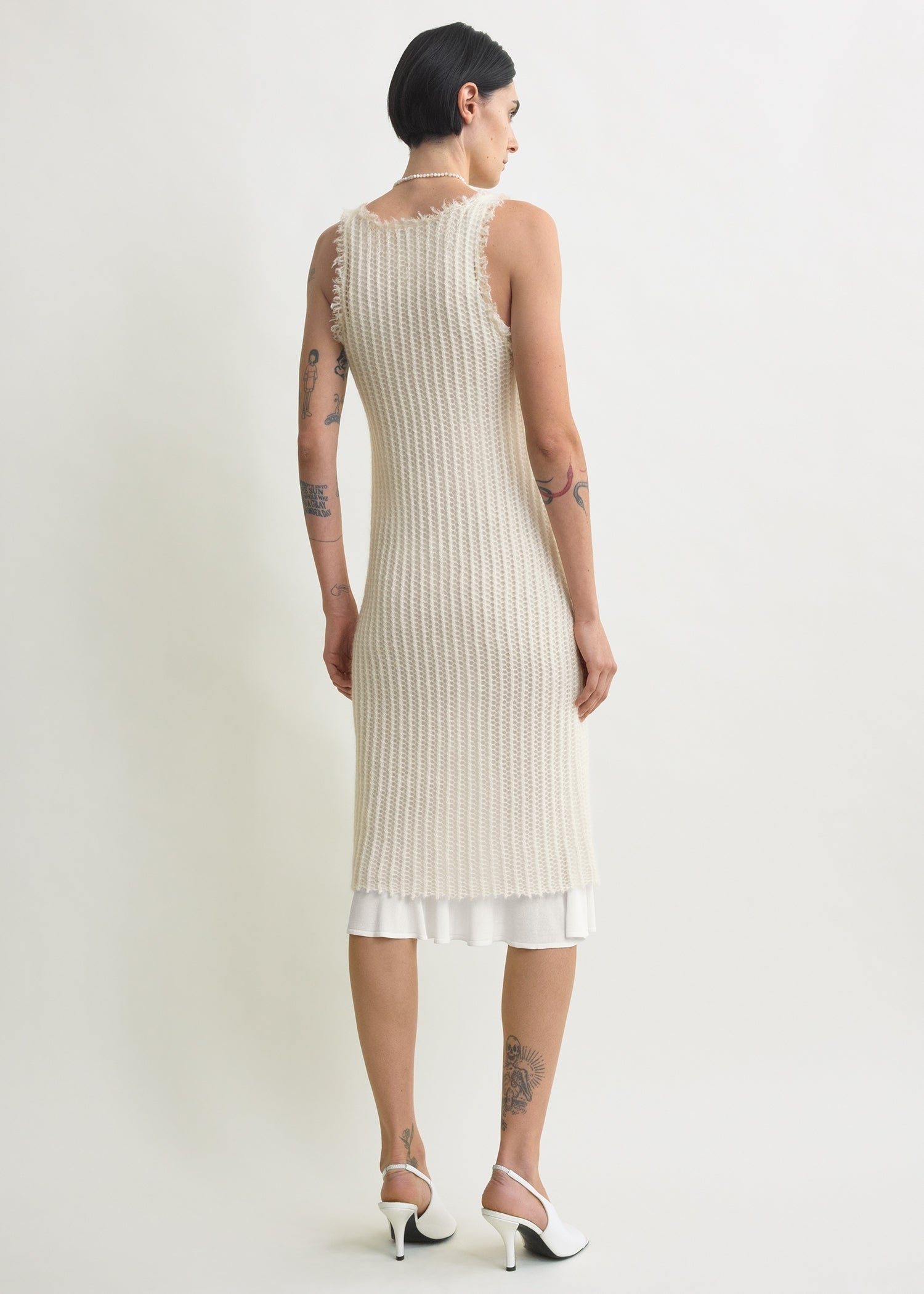 Mohair knit tank dress off-white