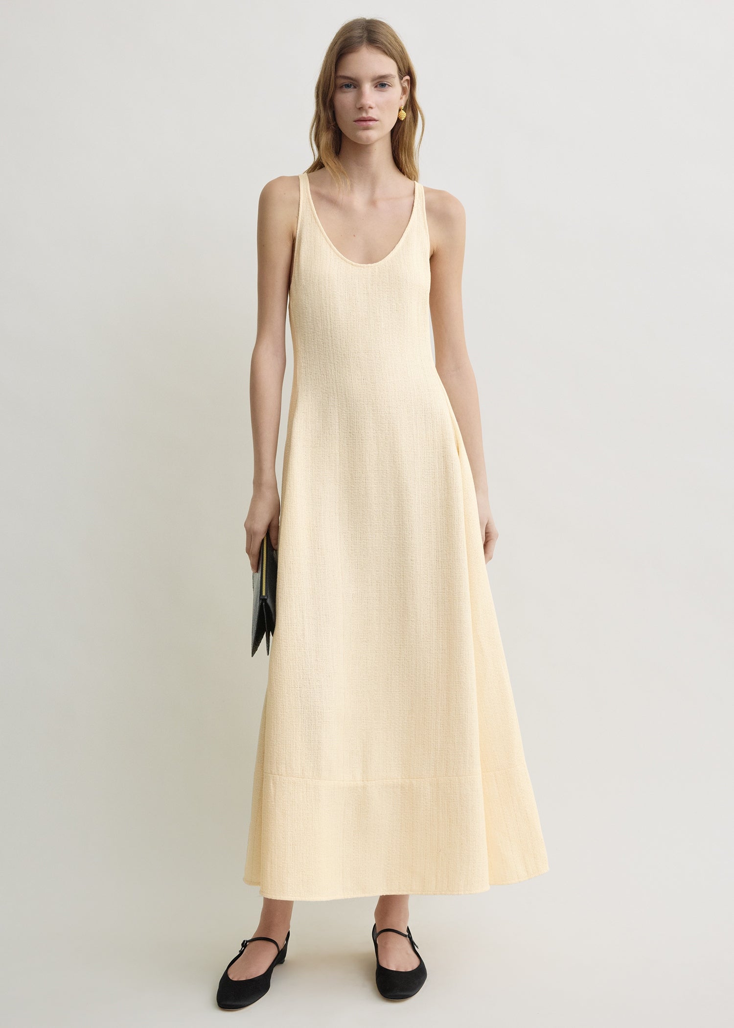 Sculpted cotton dress ecru