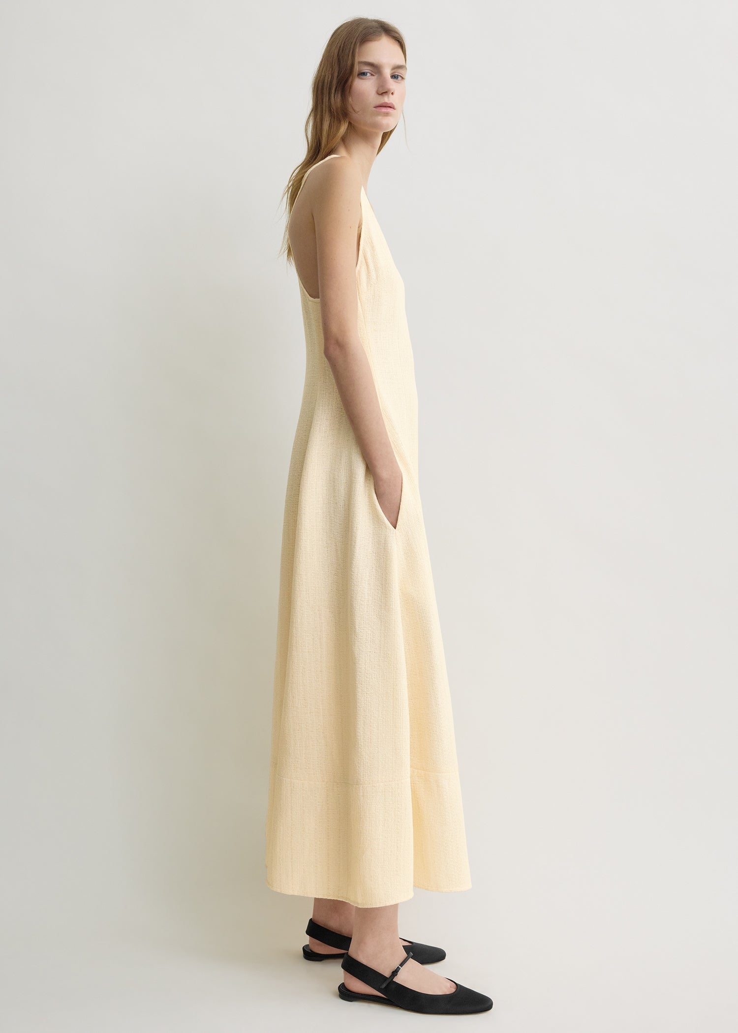 Sculpted cotton dress ecru