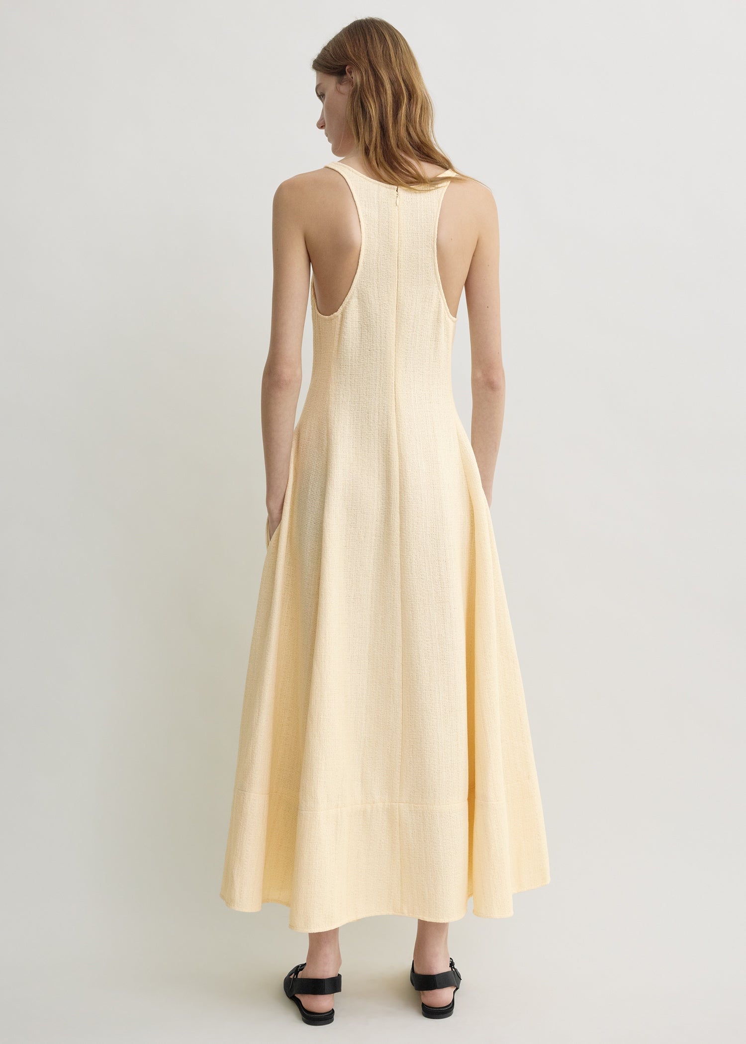 Sculpted cotton dress ecru