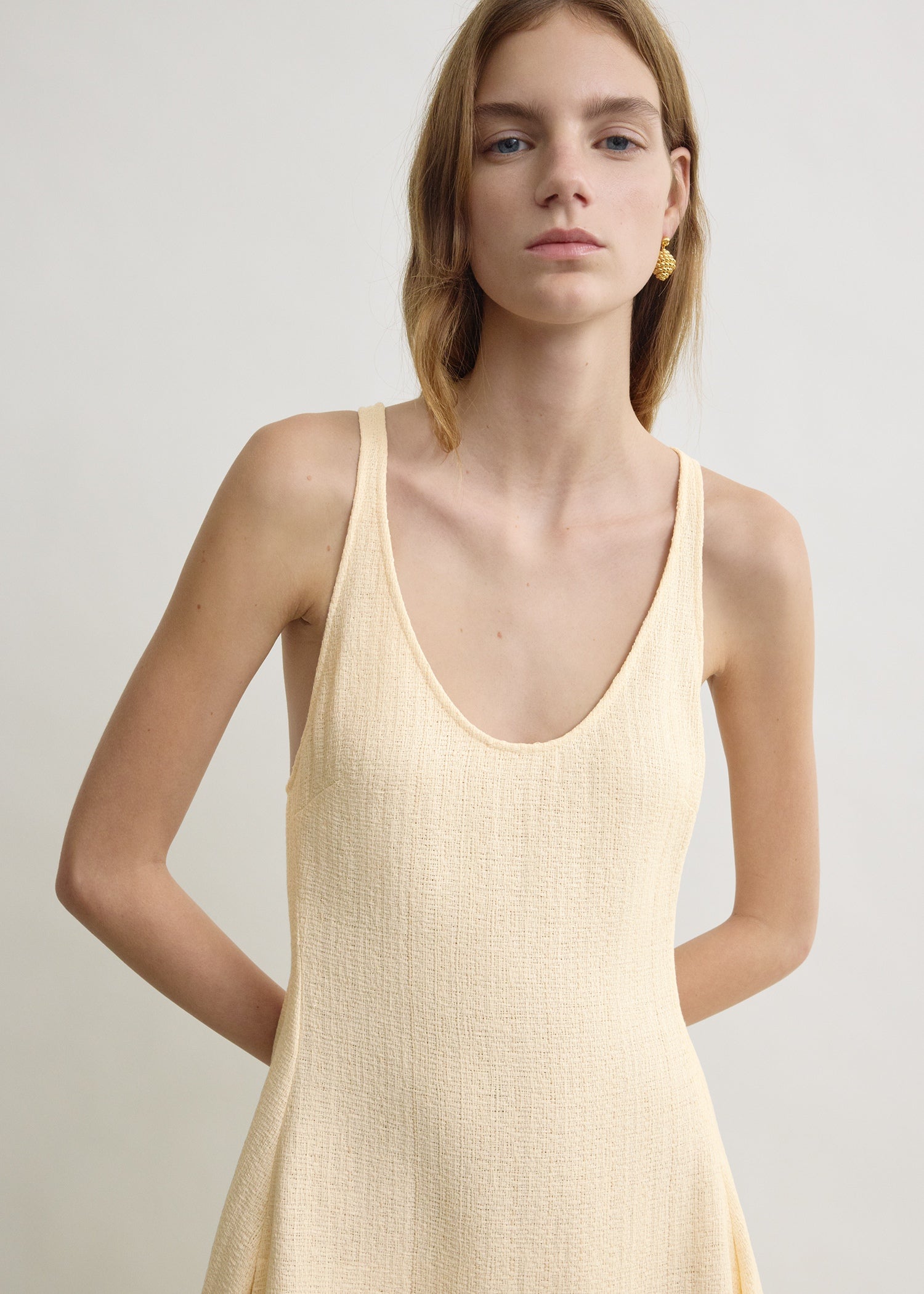 Sculpted cotton dress ecru