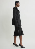Open collar wool jacket black