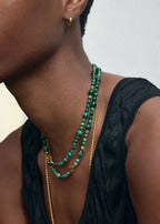 Infinity bead necklace dark green