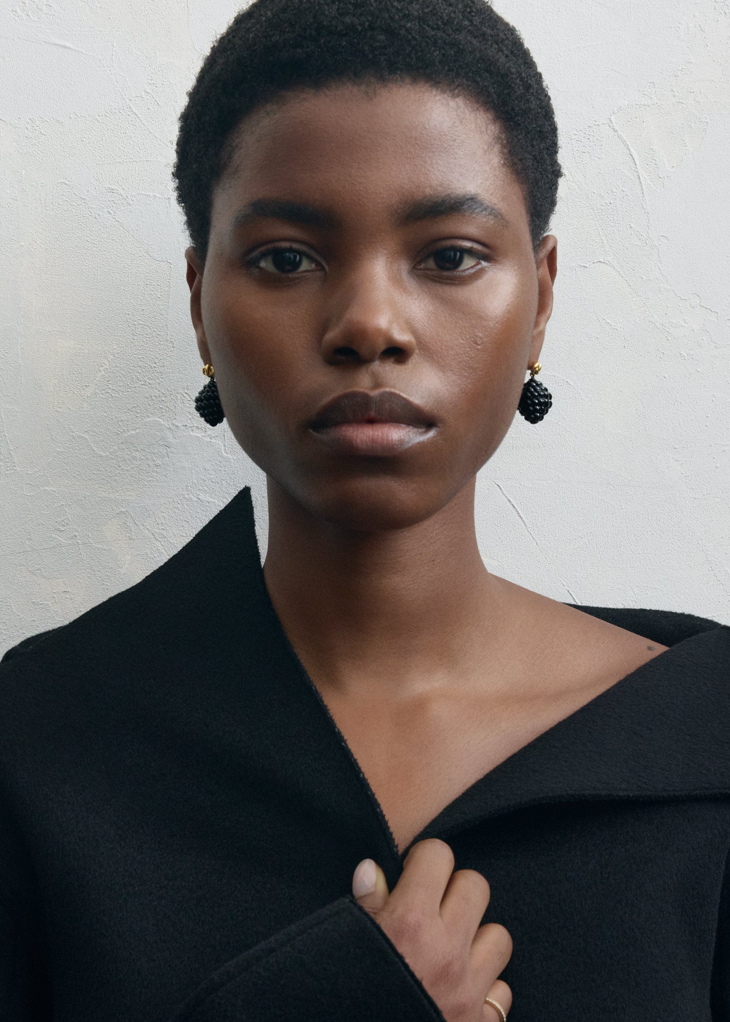 Rope drop earrings black/gold