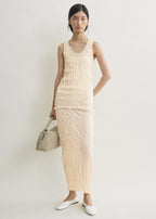 Crinkled knit tank pale apricot