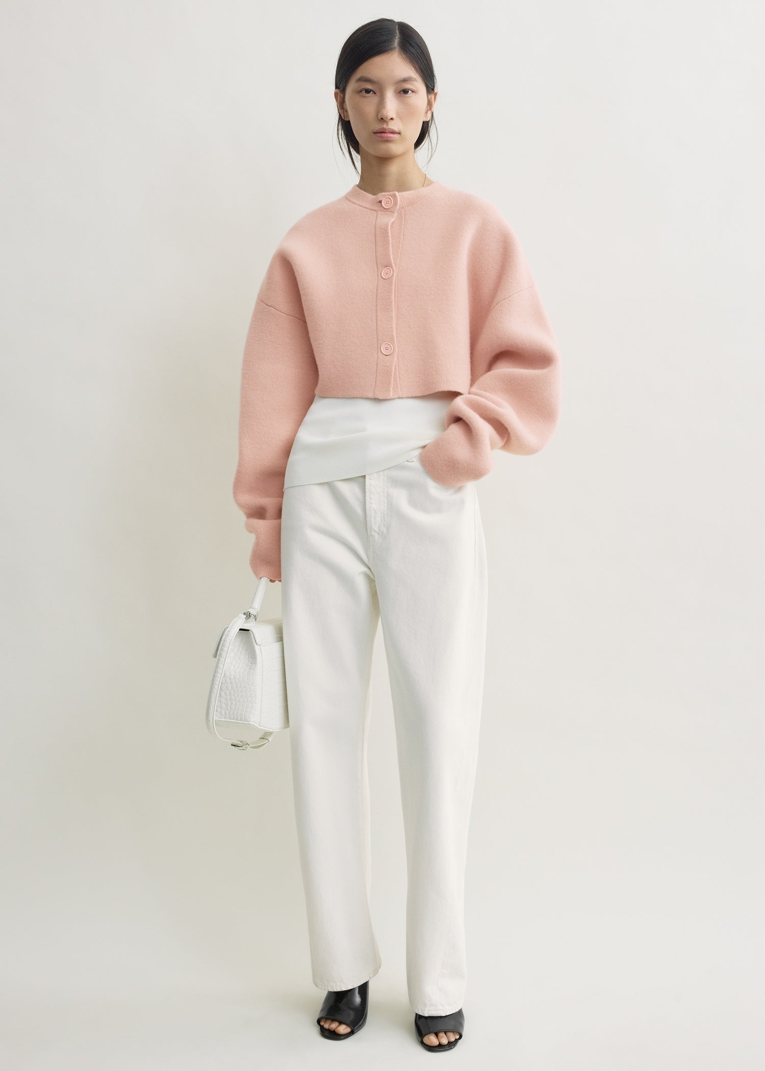 Cropped oversized cardigan flamingo