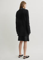 Long open weave knit black