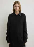 Long open weave knit black