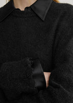 Long open weave knit black