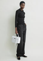 Fitted polo cardigan black