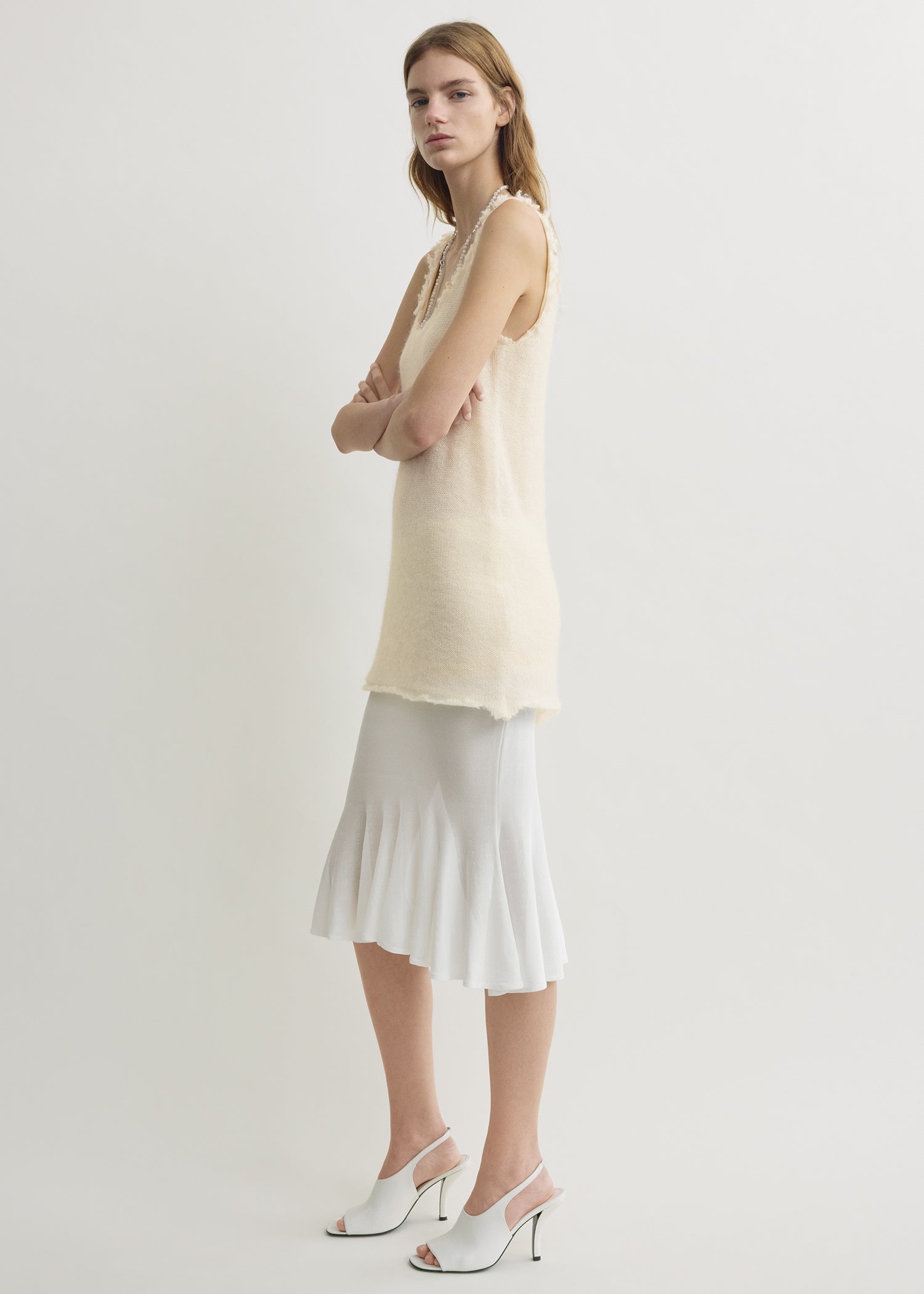 Mohair knit tank off-white