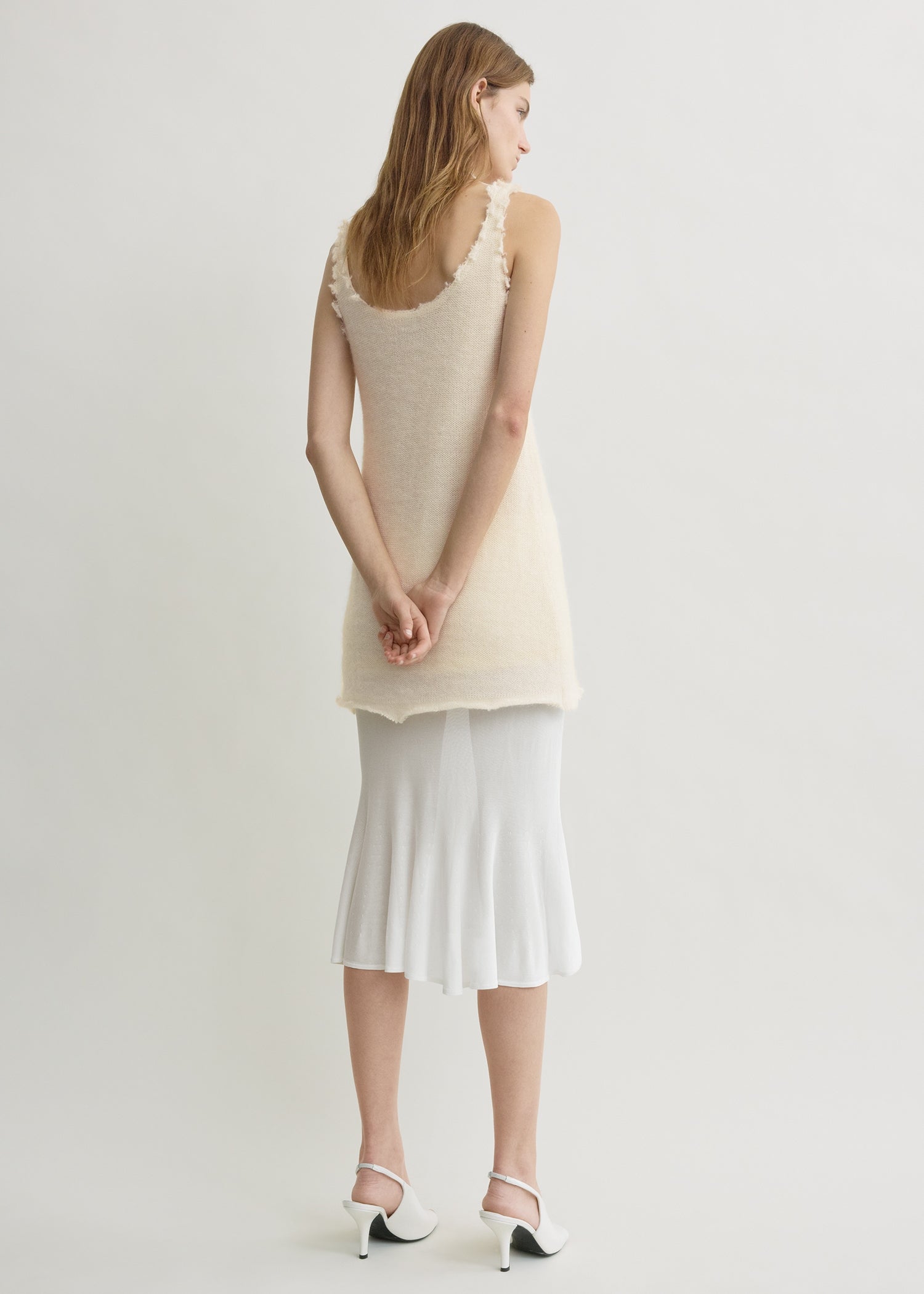 Mohair knit tank off-white