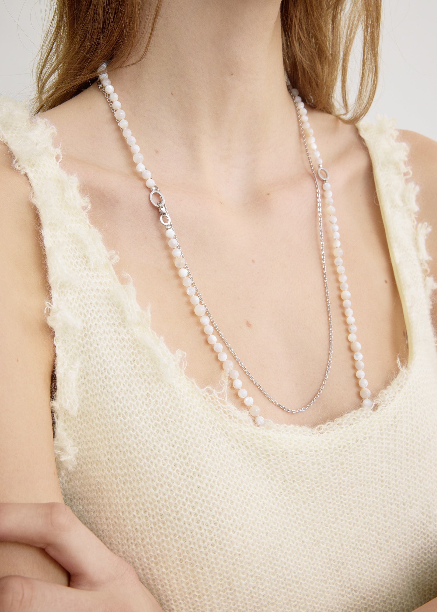Mohair knit tank off-white