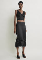 Cropped satin camisole black