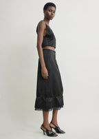 Cropped satin camisole black