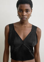 Cropped satin camisole black