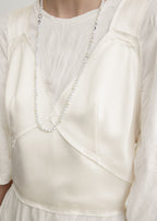 Cropped satin camisole off-white