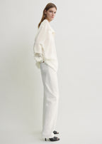 Overlapping collar blouse milk