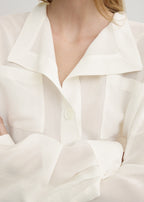 Overlapping collar blouse milk