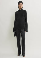 Frayed-edge slim top black