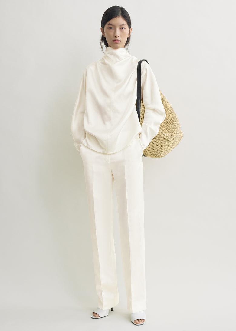 Cowl neck blouse white