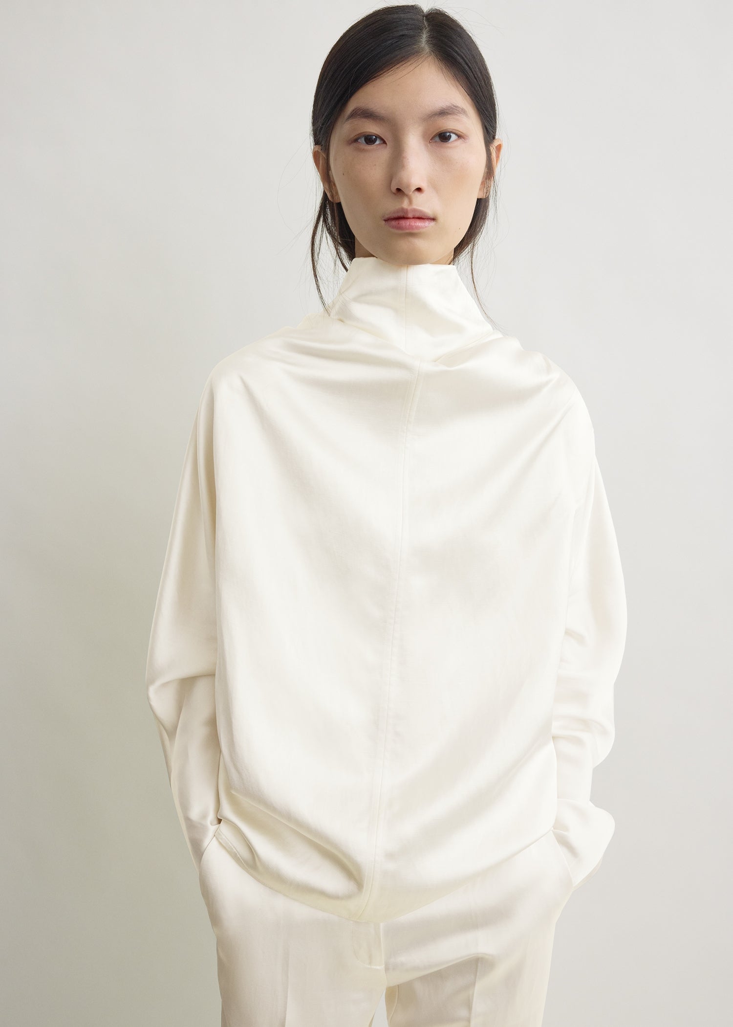 Cowl neck blouse white