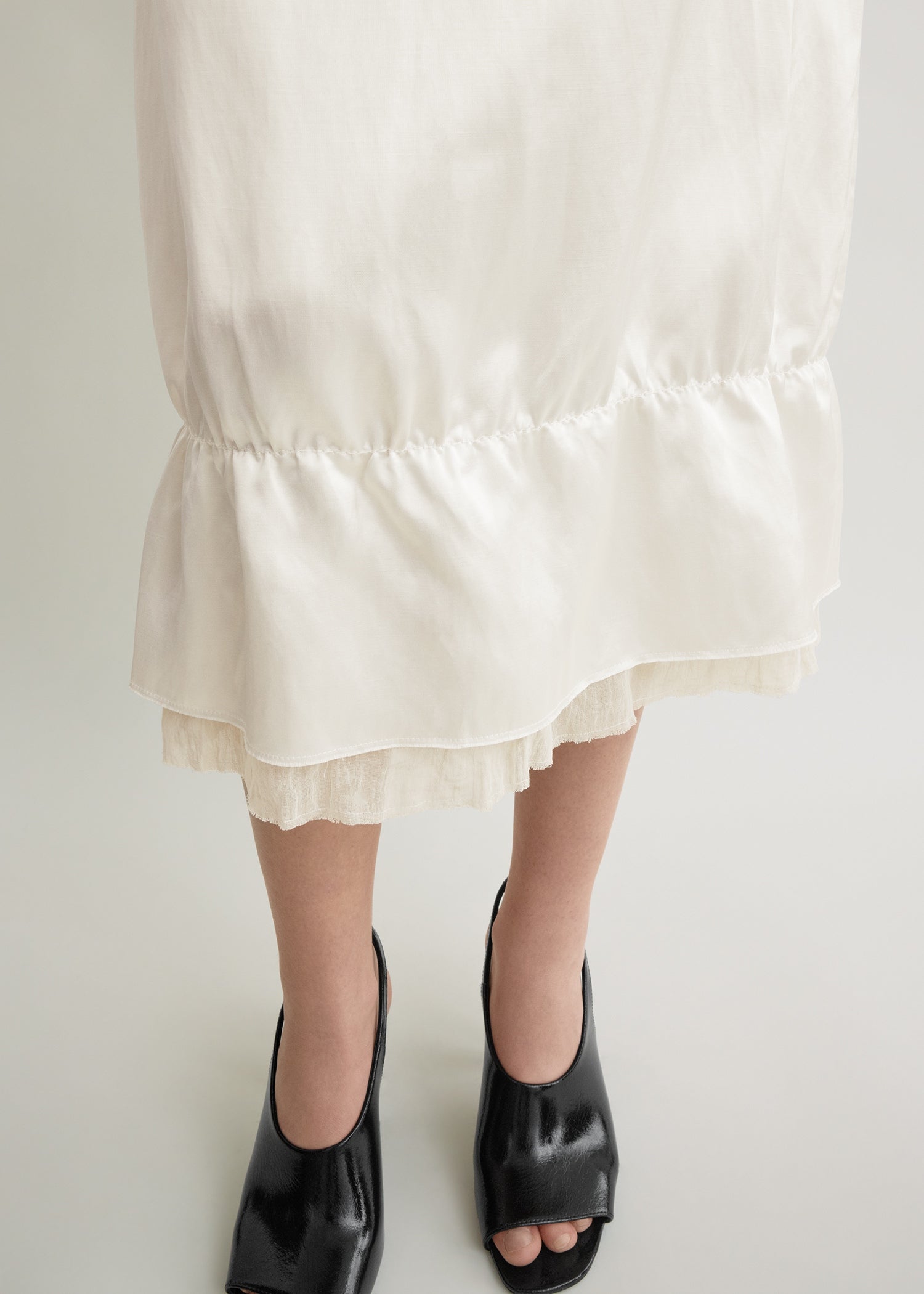 Layered satin skirt white