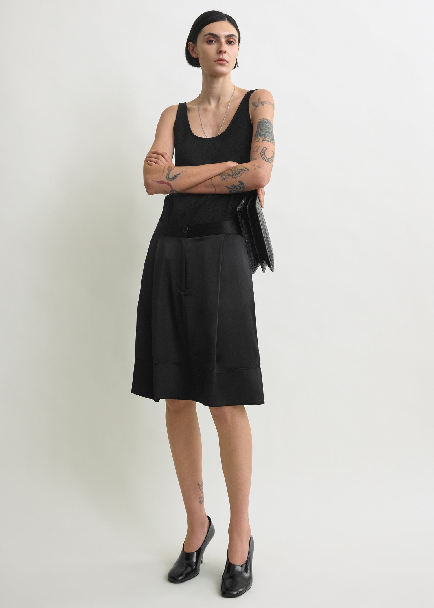 Soft tuxedo skirt black