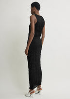 Crinkled knit skirt black