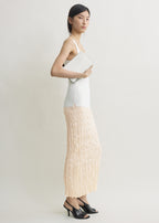 Crinkled knit skirt pale apricot