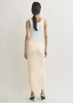 Crinkled knit skirt pale apricot